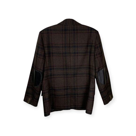L.L. Bean Brown & Black Plaid Wool Single Breasted Tailored Blazer - Size 42 - Picture 3 of 9